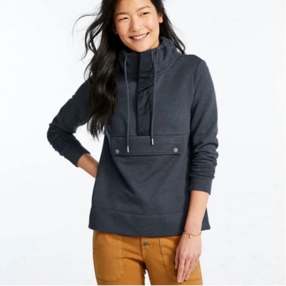 LL Bean Pullover with Fleece Lining in Navy Medium